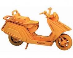 Laser Cut Lambretta Scooter Motorcycle 3D Puzzle Wooden Desktop Model Free Vector