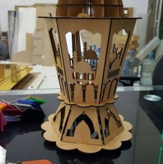 Laser Cut Wooden Islamic Ramadan Fanoos Ramadan Lantern Free Vector