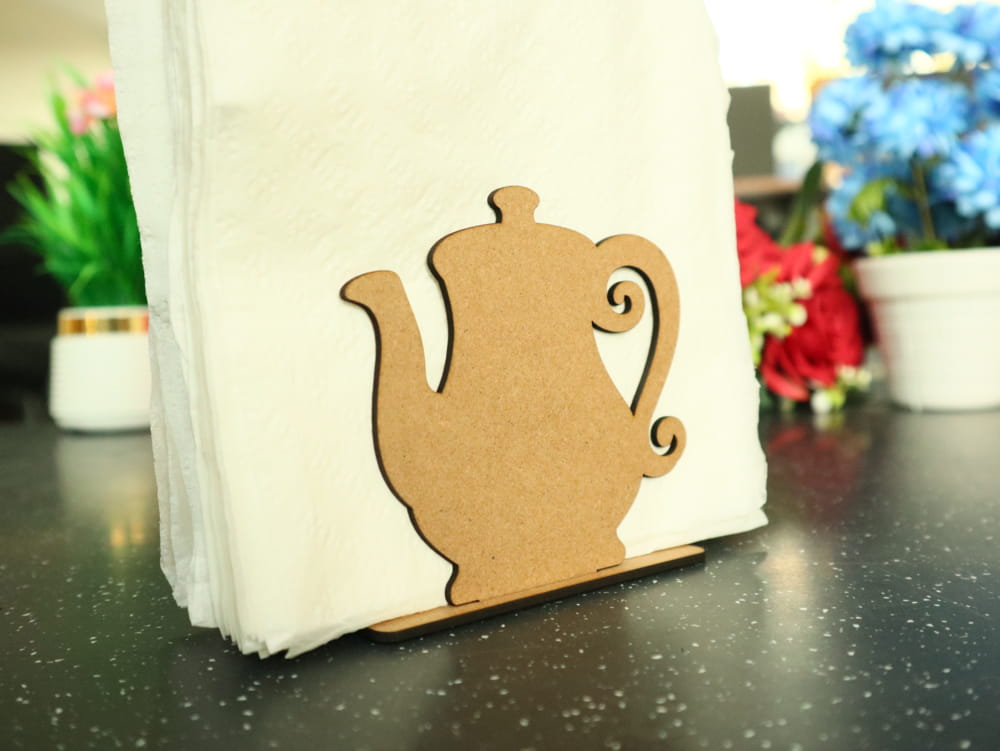 Laser Cut Teapot Napkin Holder Stand Free Vector