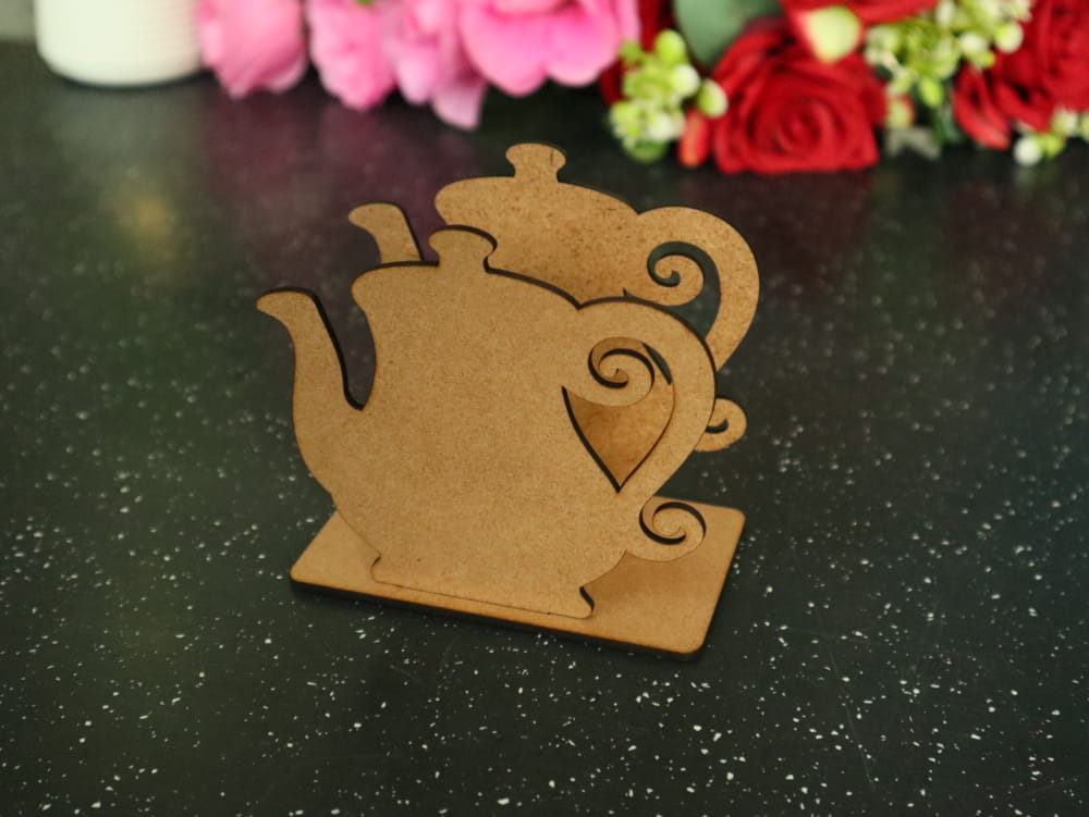 Laser Cut Teapot Napkin Holder Stand Free Vector