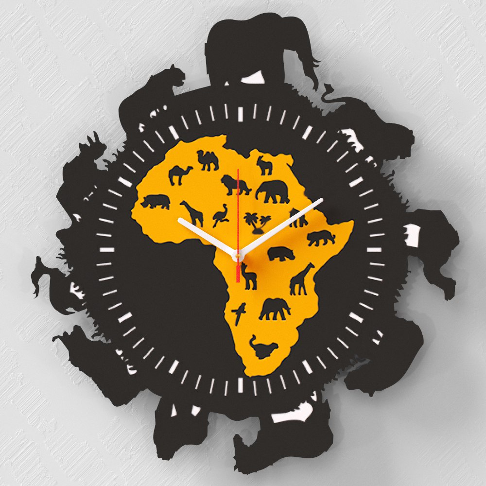 Horloge murale Afrique découpée au laser