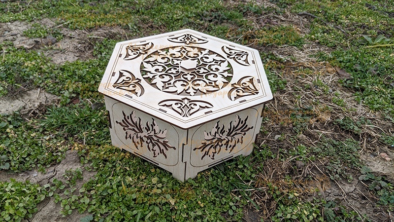 Шаблон лазерной резки деревянной коробки с шестигранной головкой