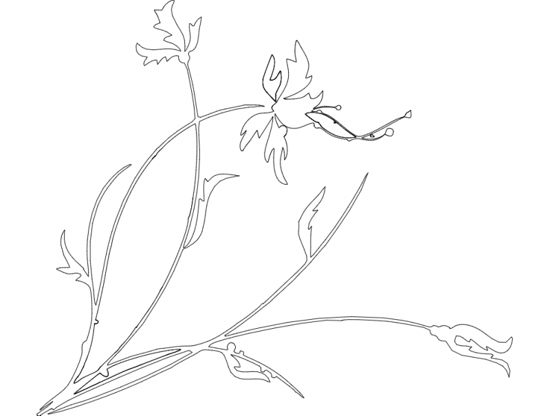 Растение с цветком .dxf файл