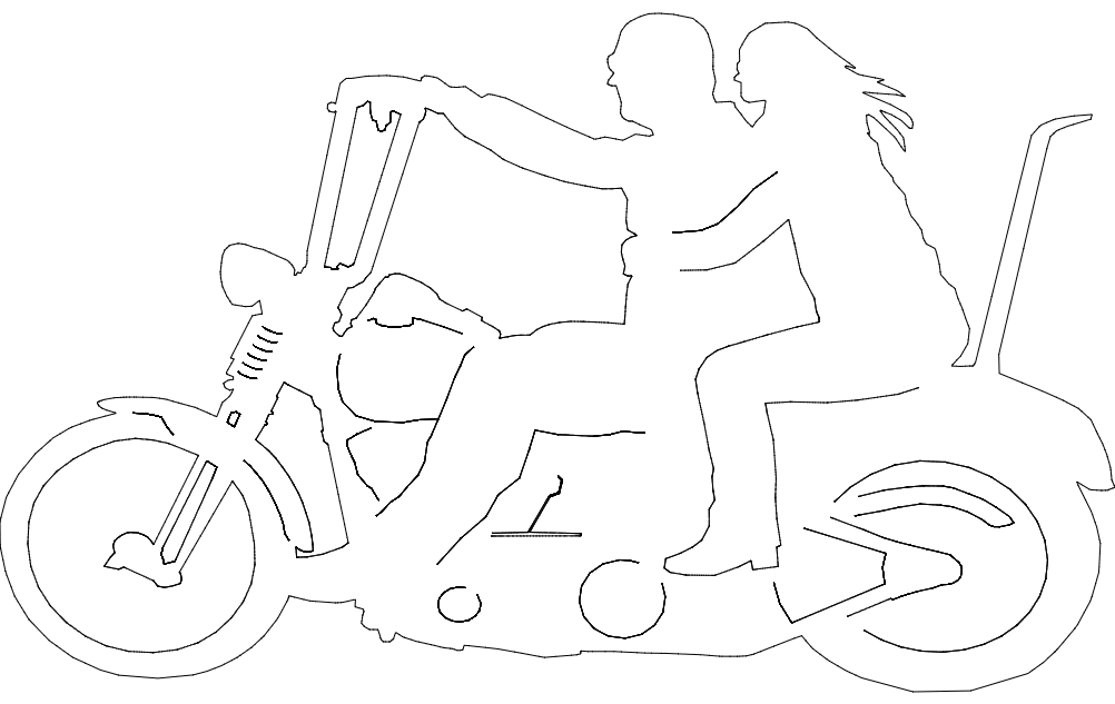 Two Up Motorradfahrer DXF-Datei