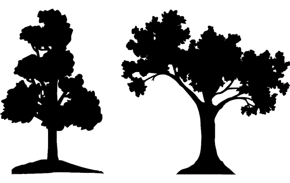 Деревья силуэт вектор dxf файл