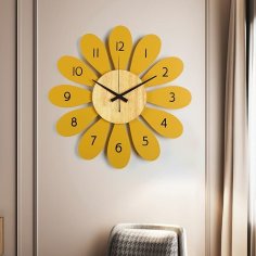 Laser Cut Flower Wall Clock Home Decor