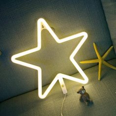 Laser Cut Star Neon Light – Star LED Neon Night Light Wall Decor