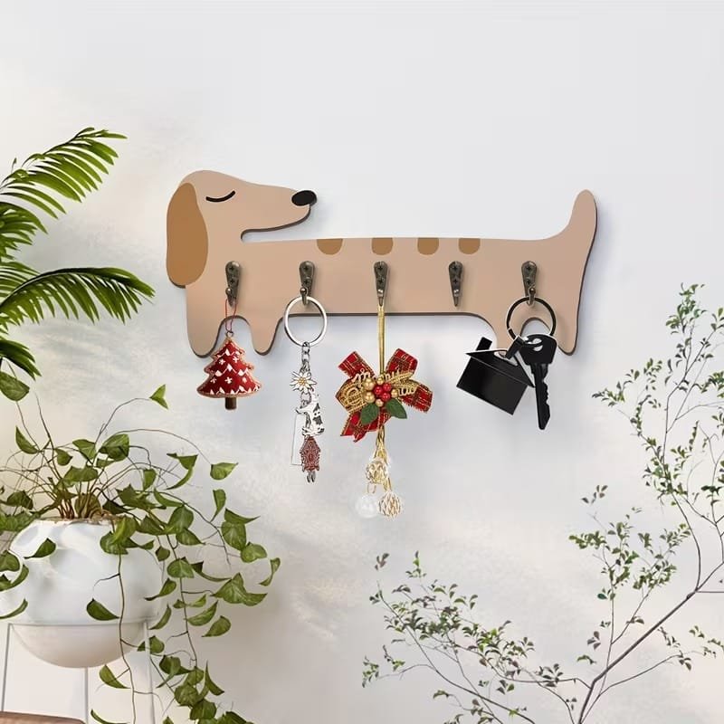 Laser Cut Dachshund Wall Key Holder – Dog Wall Hooks Hanger