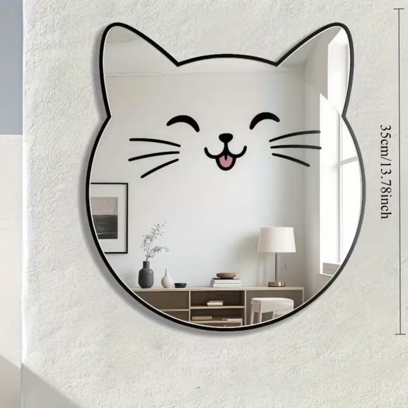 Laser Cut Cute Kitten Face Shaped Wall Acrylic Makeup Mirror