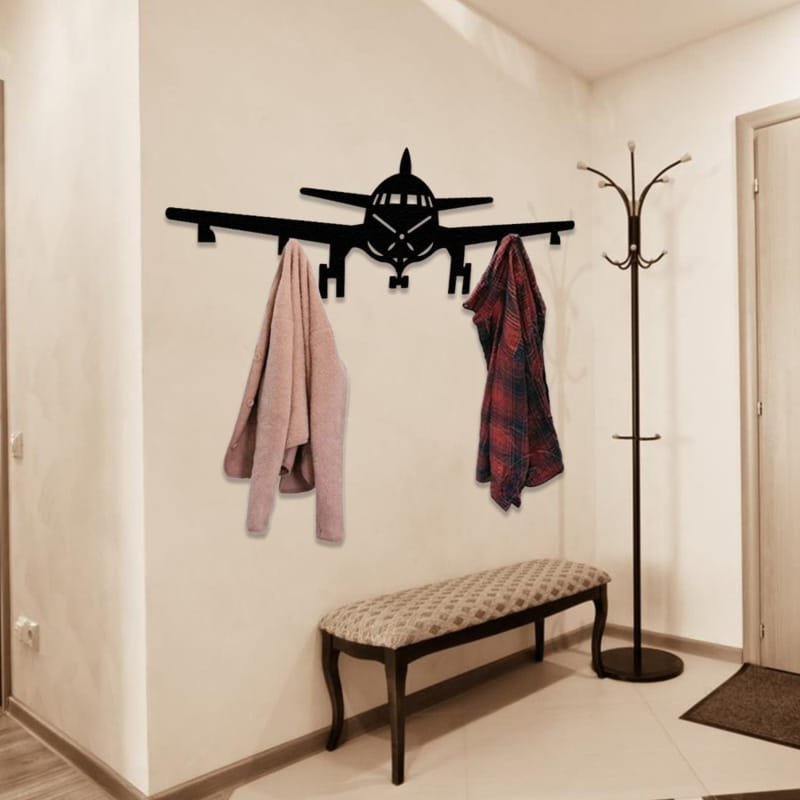 Laser Cut Aircraft Silhouette Coat Rack – Airplane Wall Hooks