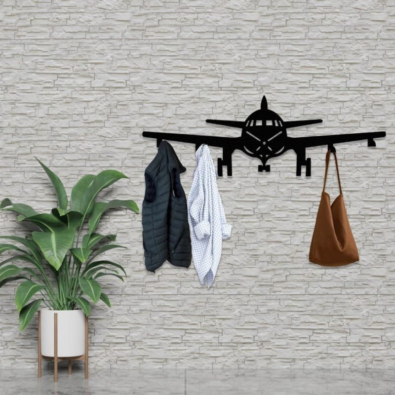 Laser Cut Aircraft Silhouette Coat Rack – Airplane Wall Hooks