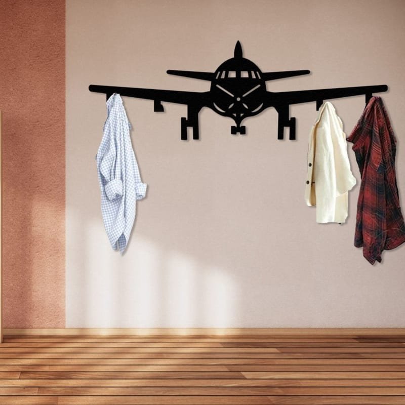 Laser Cut Aircraft Silhouette Coat Rack – Airplane Wall Hooks