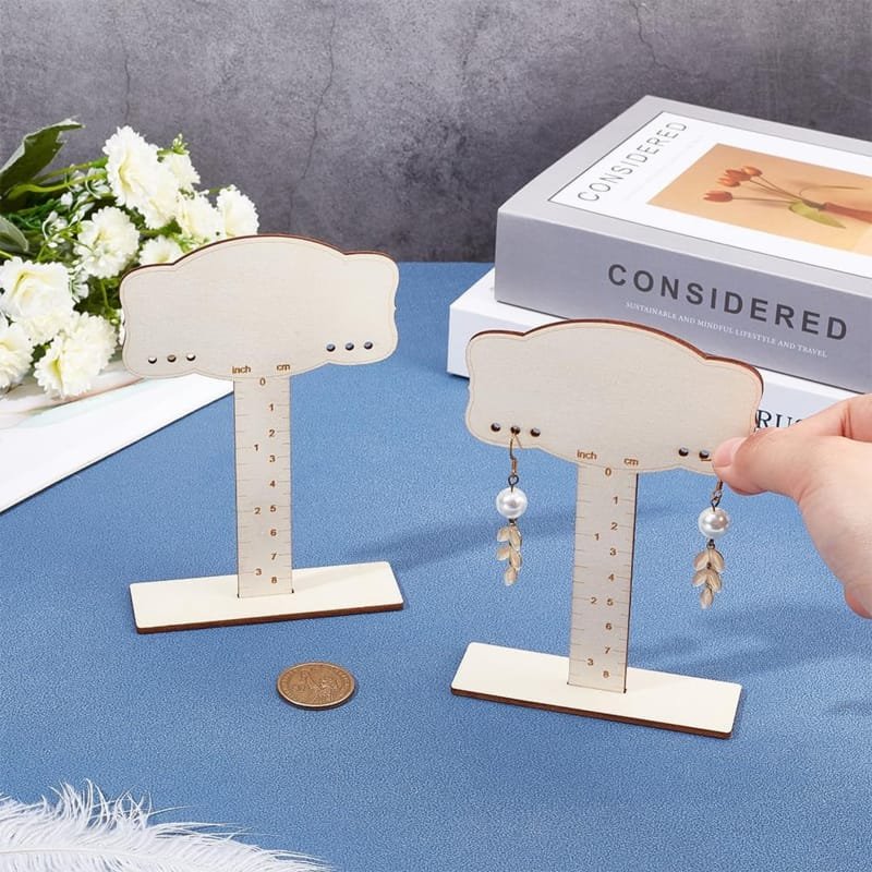 Laser Cut Wood Standing Earring Measurement Display Jewelry Earring Stand