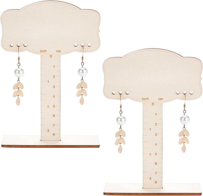 Laser Cut Wood Standing Earring Measurement Display Jewelry Earring Stand