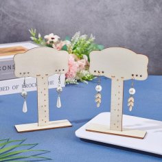 Laser Cut Wood Standing Earring Measurement Display Jewelry Earring Stand