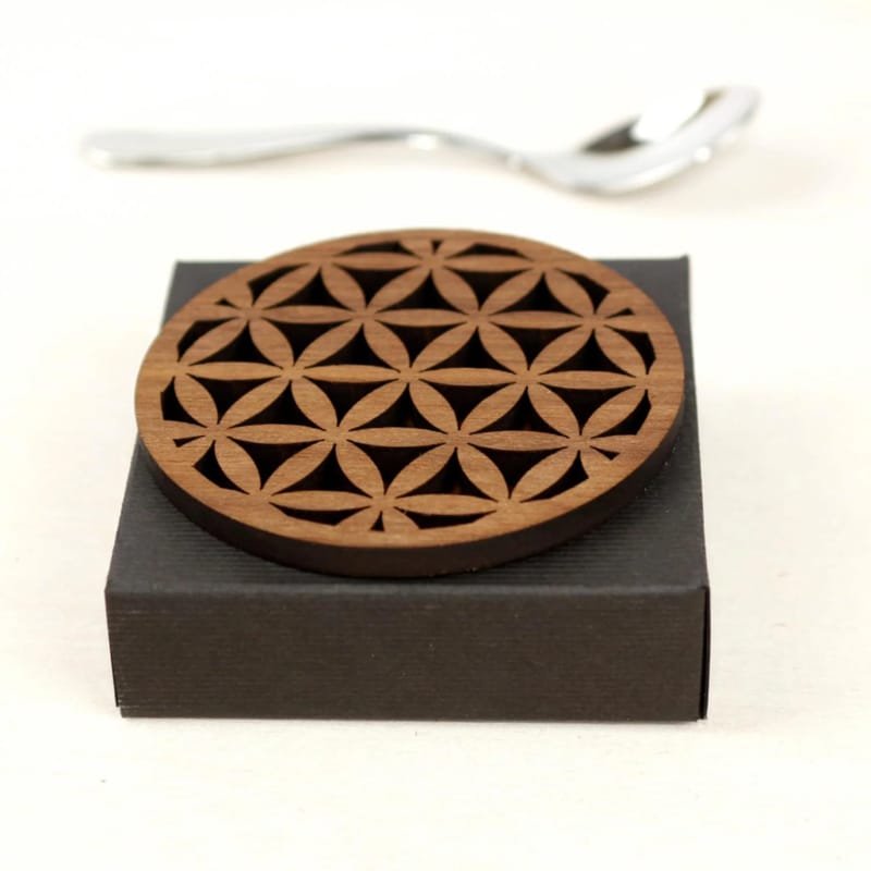 Laser Cut Flower Of Life Wooden Coasters