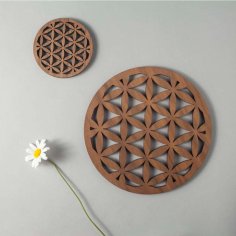 Laser Cut Flower Of Life Wooden Coasters
