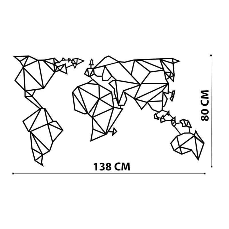 Laser Cut Geometric World Map Metal Wall Art