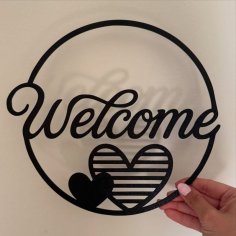 Laser Cut Welcome Sign with Heart