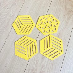 Laser Cut Felt Hexagon Coasters for Drink Cup Pot Bowl Vase