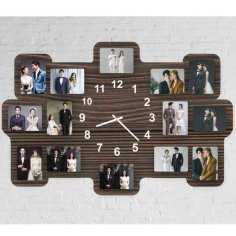 Laser Cut Family Photo Wall Clock With 14 Photos