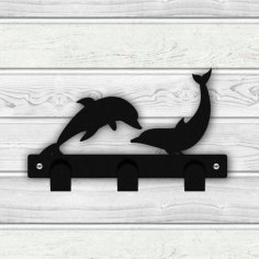 Laser Cut Coastal Decor Jumping Dolphins Metal Decorative Wall Hooks
