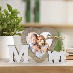 Laser Cut Heart Shaped Mom Birthday Frame, Mother’s Day Photo Frame