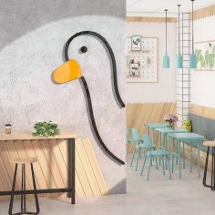 Laser Cut Cute Cartoon Duck 3D Acrylic Kids Room Wall Decor