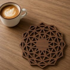 Laser Cut Intricate Wooden Design Geometric Coasters