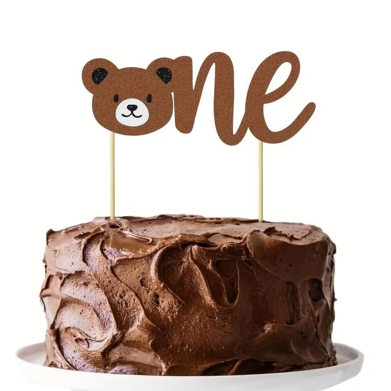 Laser Cut Teddy Bear First Birthday Cake Topper