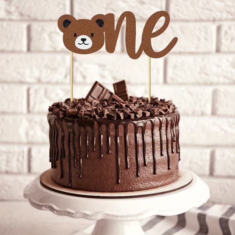 Laser Cut Teddy Bear First Birthday Cake Topper