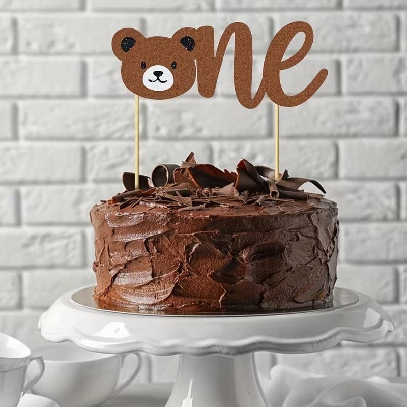 Laser Cut Teddy Bear First Birthday Cake Topper