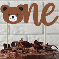 Laser Cut Teddy Bear First Birthday Cake Topper