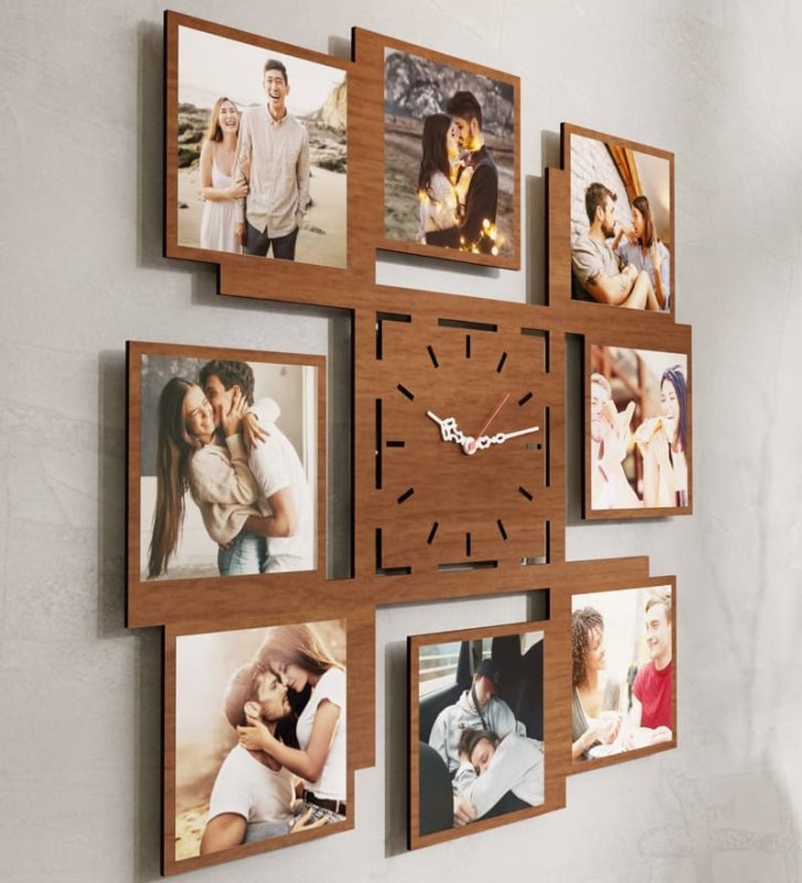 Laser Cut Multi Photo Frame Wall Clock
