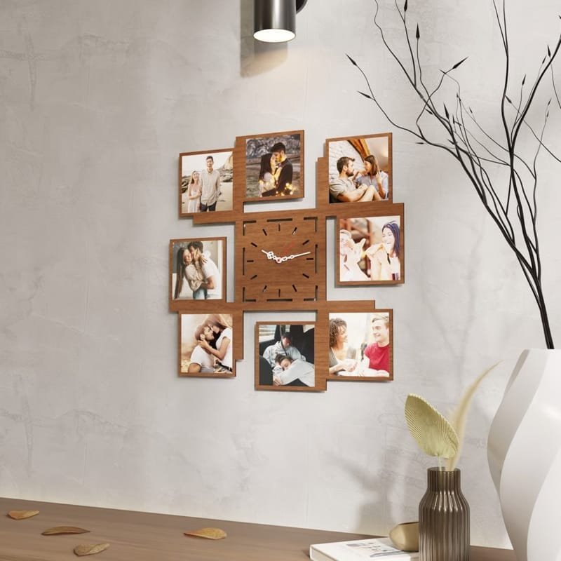 Laser Cut Multi Photo Frame Wall Clock