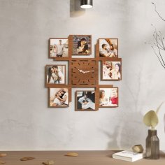 Laser Cut Multi Photo Frame Wall Clock