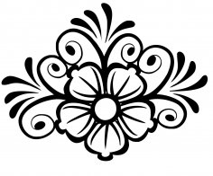 Czarno-białe koronkowe kwiaty i liście grafika wektorowa jpg obraz