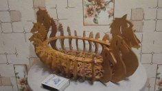 Galleon Shape Basket Laser Cut PDF File