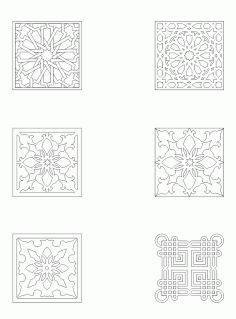 Collection of Square Ornaments DXF File