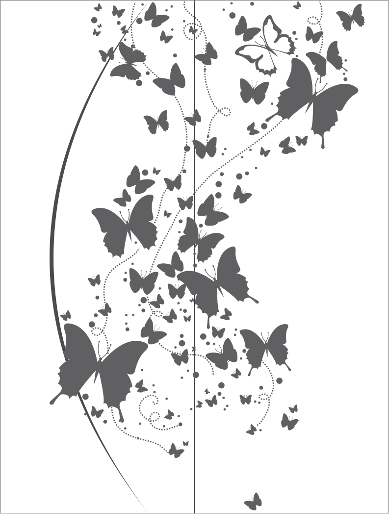 Летающая бабочка Клипарт Черно-белый вектор