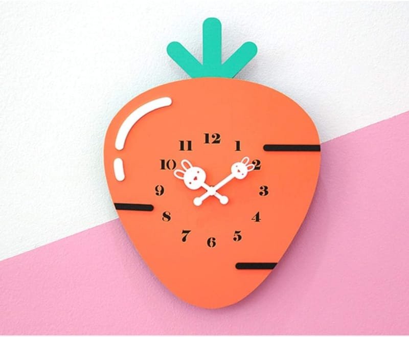 Laser Cut Cute Cartoon Carrot Wall Clock Kids Room Decor