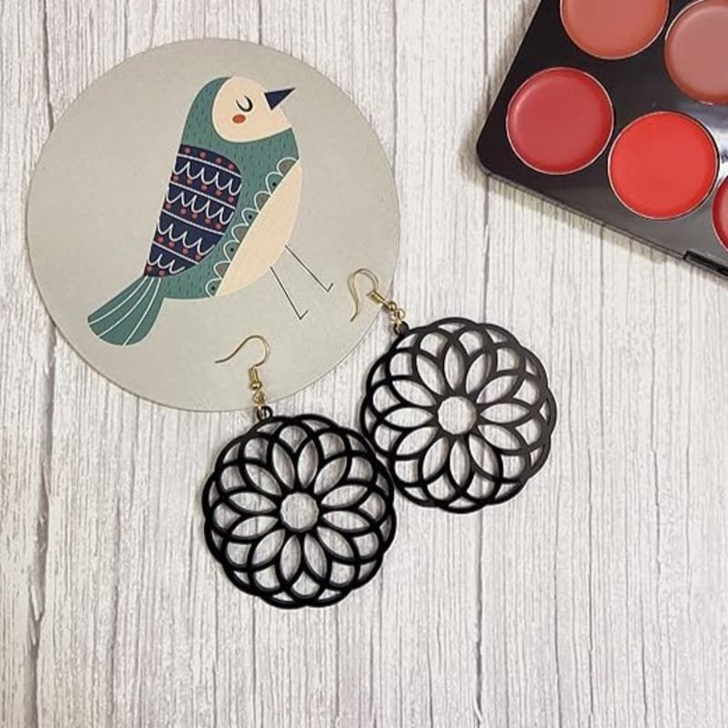 Laser Cut Acrylic Flower Earrings for Women Mandala Style Flower Gifts for Women and Girls