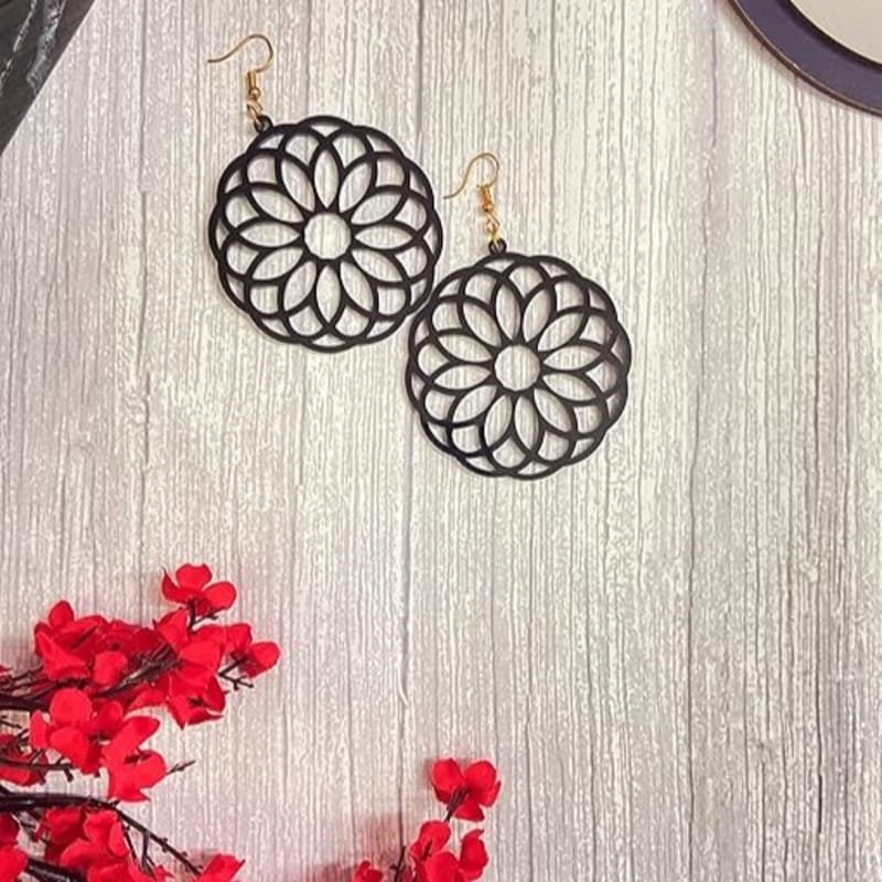 Laser Cut Acrylic Flower Earrings for Women Mandala Style Flower Gifts for Women and Girls