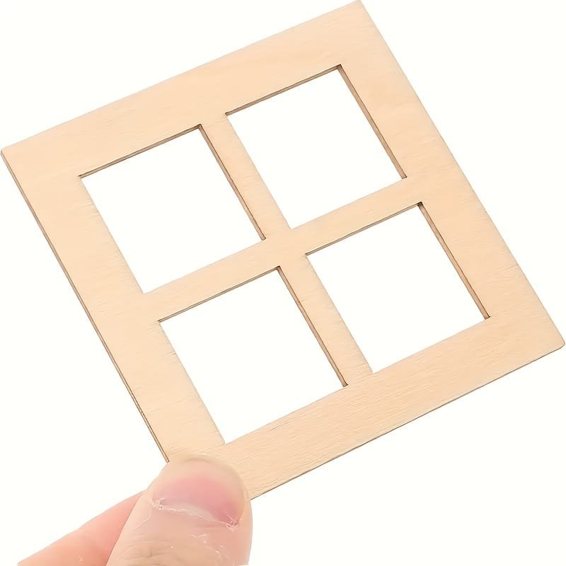 Laser Cut Mini Wooden Window Frames for Crafts and Miniature Scenes