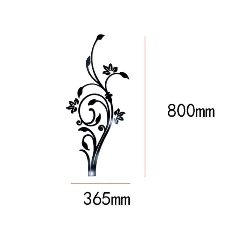 Laser Cut 3D Flower Vine Mirror Acrylic Wall Sticker Mirror Home Decor