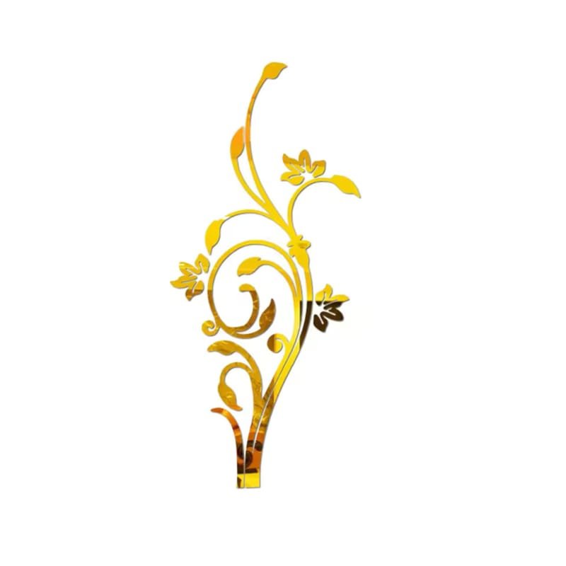 Laser Cut 3D Flower Vine Mirror Acrylic Wall Sticker Mirror Home Decor