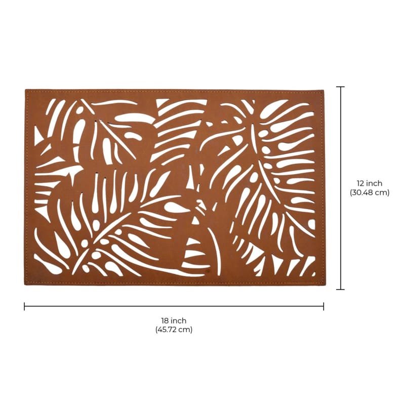 Laser Cut Faux Leather Monstera Leaf Cutout Design Placemats For Dining Table