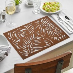 Laser Cut Faux Leather Monstera Leaf Cutout Design Placemats For Dining Table