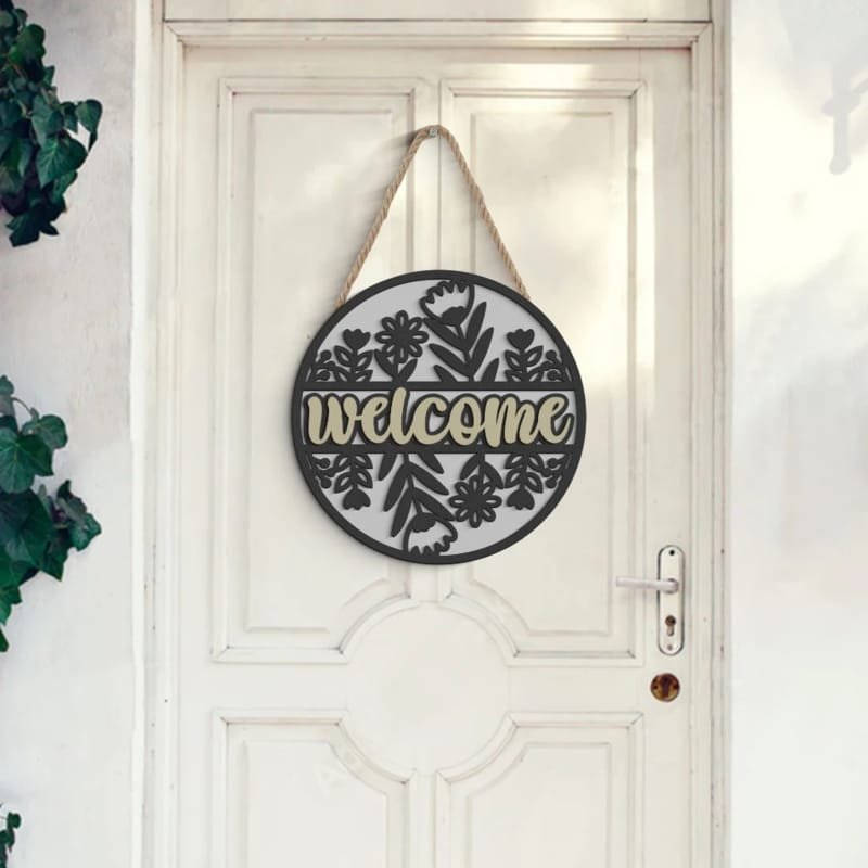 Laser Cut Spring Welcome Door Hanger – Welcome Floral Front Door Hanger