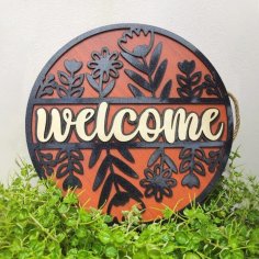 Laser Cut Spring Welcome Door Hanger – Welcome Floral Front Door Hanger